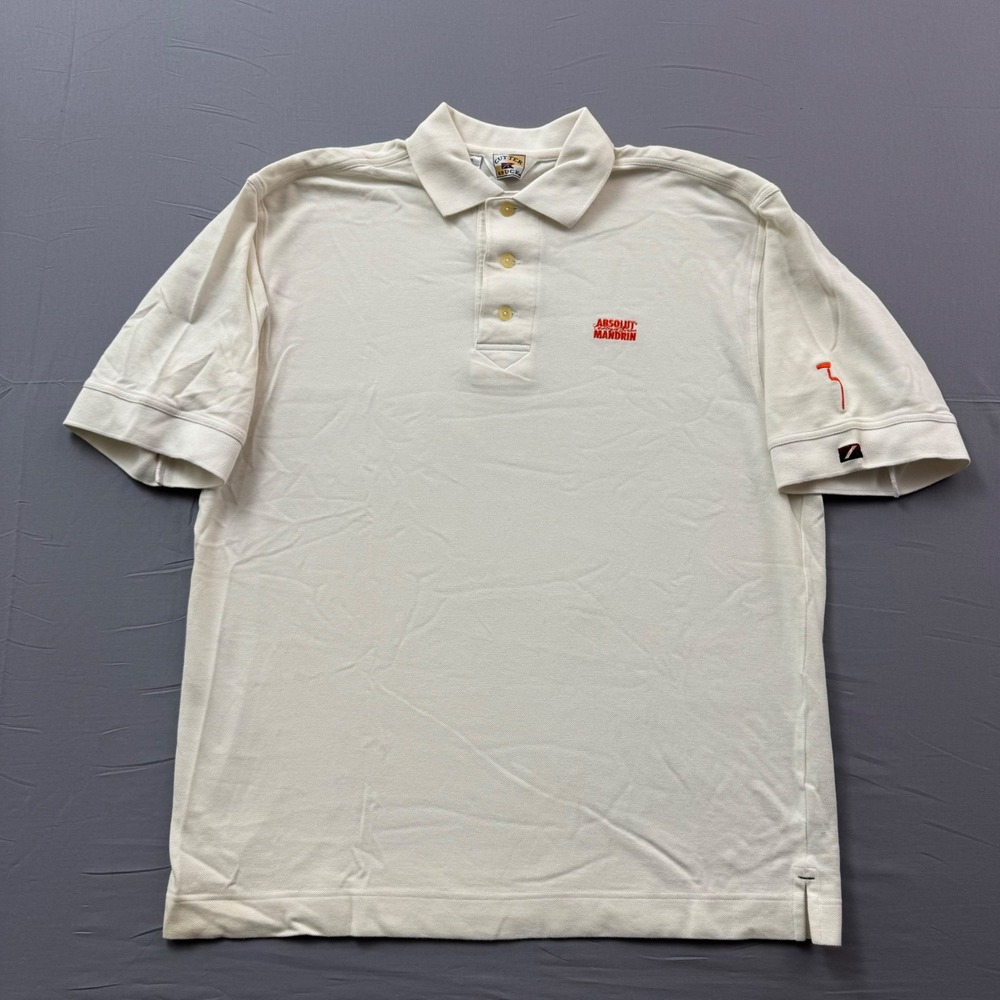 Cutter & Buck Absolut Mandrin Polo Shirt Mens Medium Cream White Cotton Pique